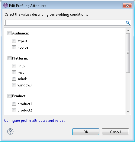 Edit Profiling Attributes dialog