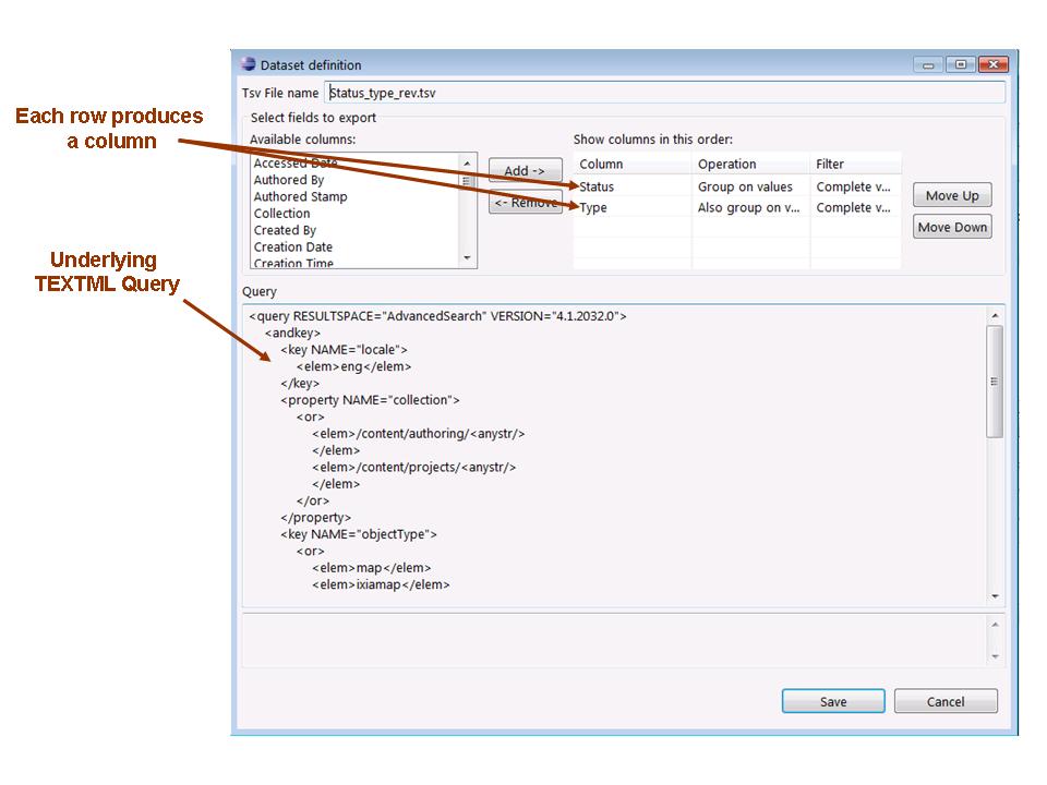 The Dataset Definition dialog