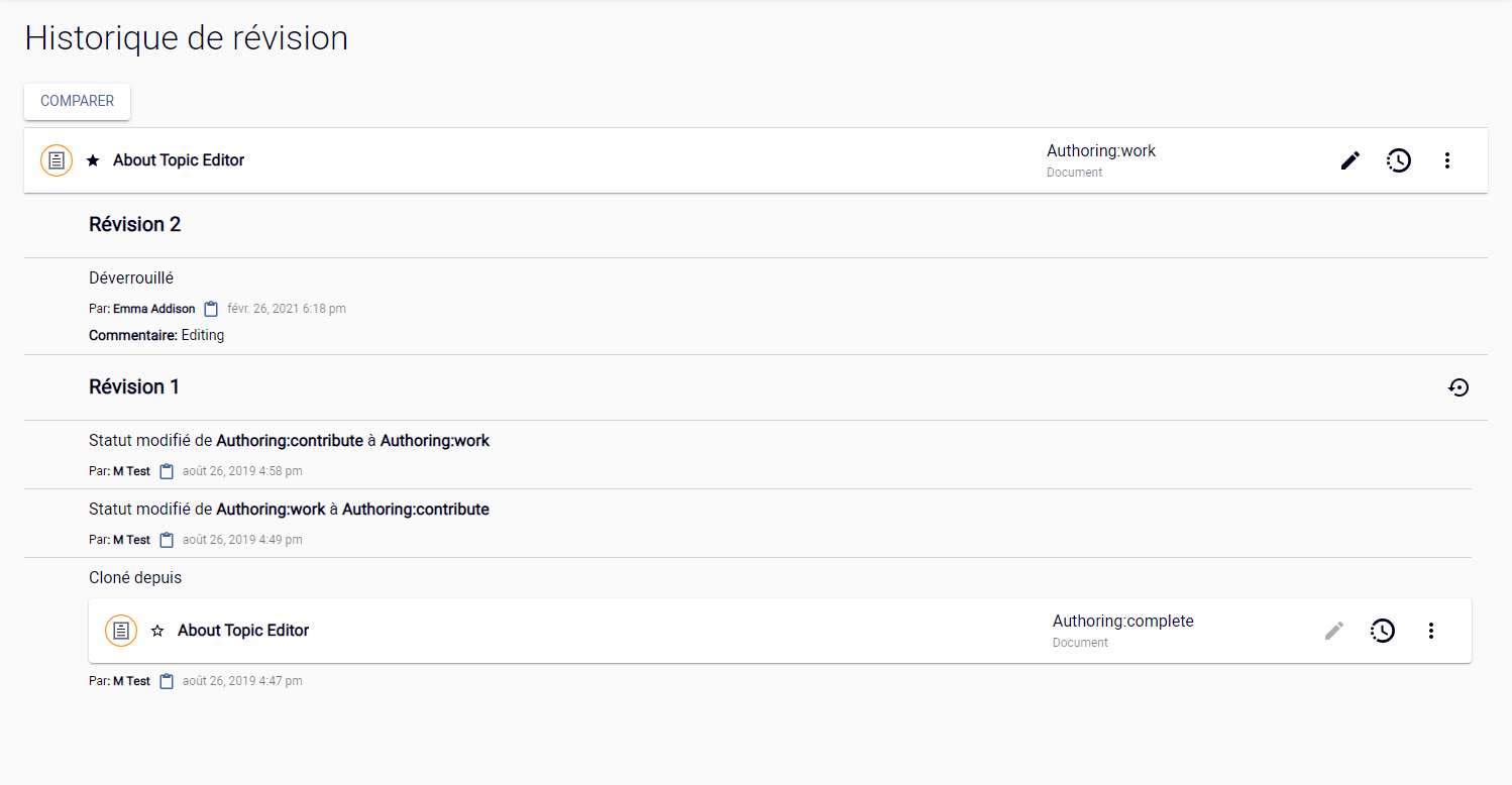 Page Historique de révision