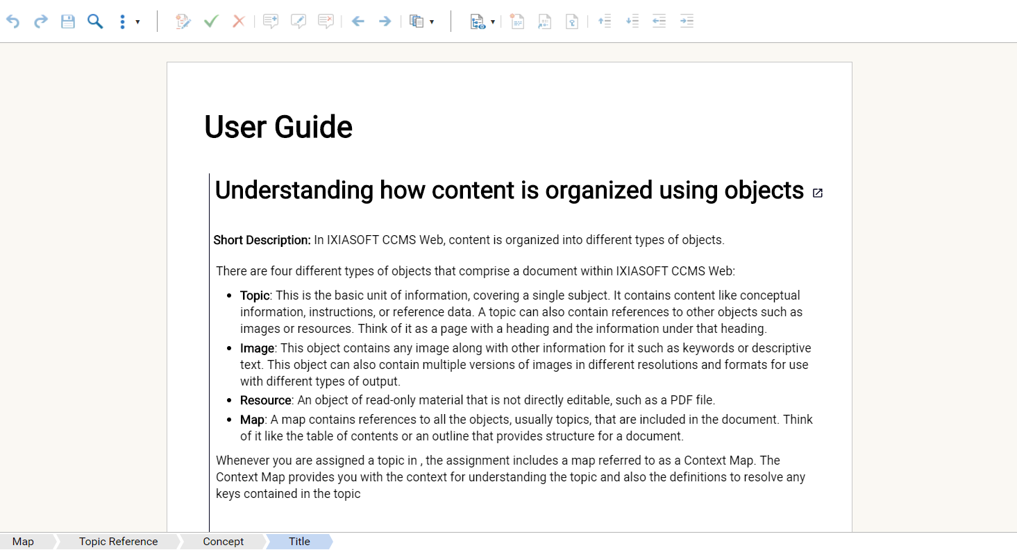 Main Editing area for the Content view in Map Editor