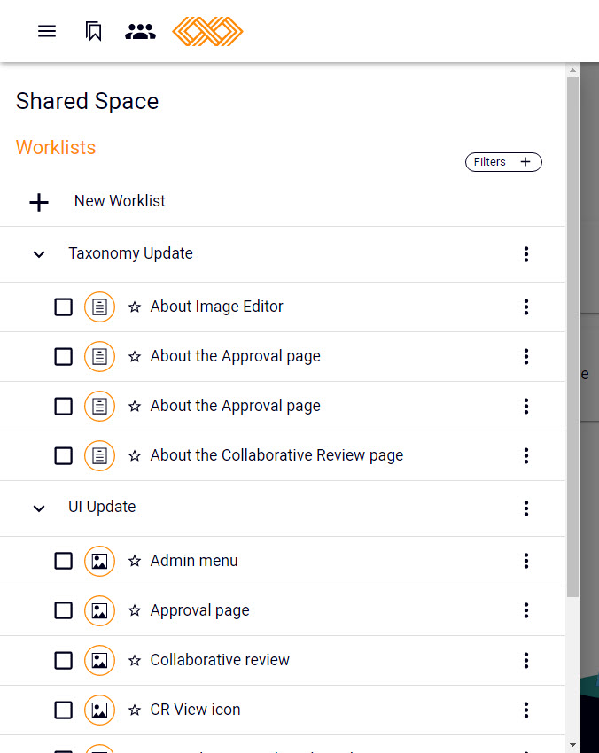 Worklists side panel