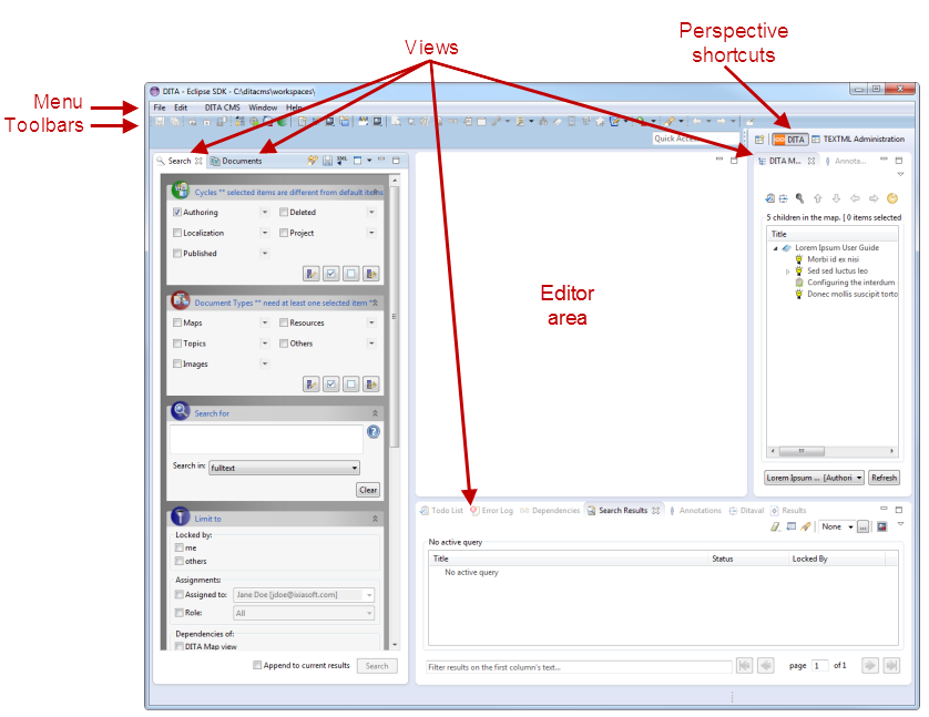 Overview of the DITA perspective