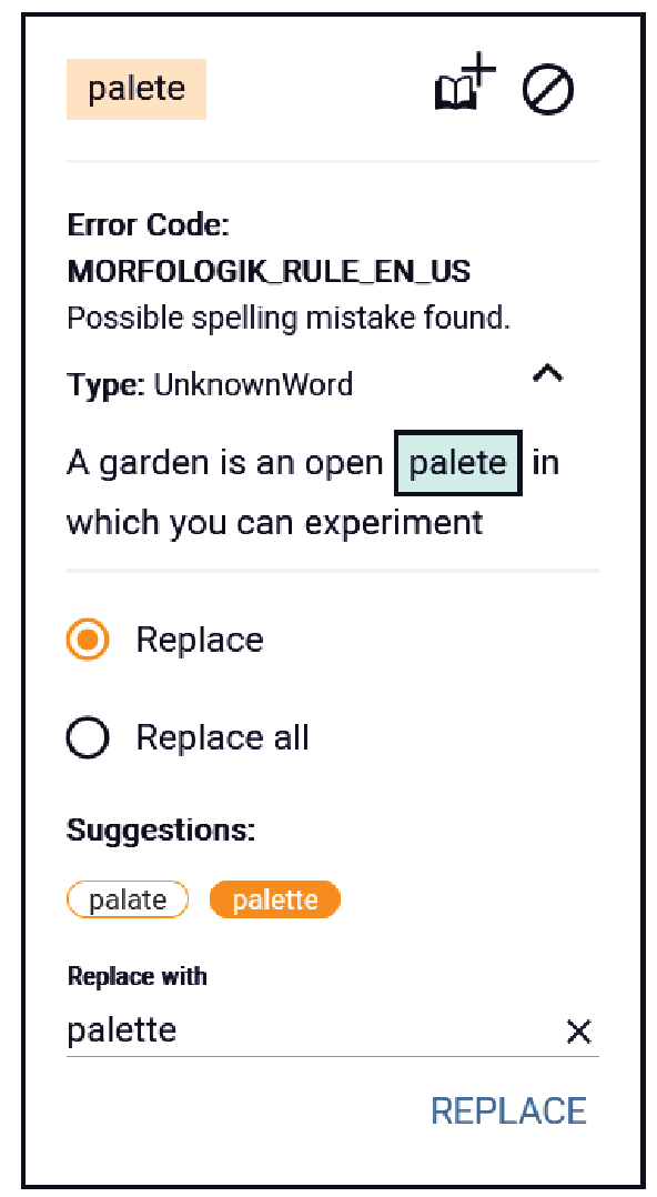 Sample Spell Checker side panel item