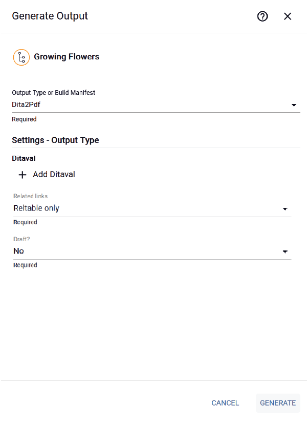 Sample Output Generator dialog: Web