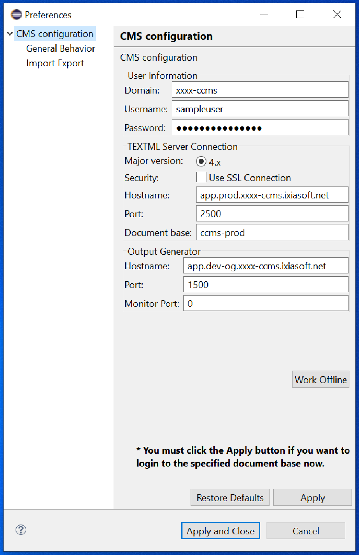 OG hostname in Dev Environment