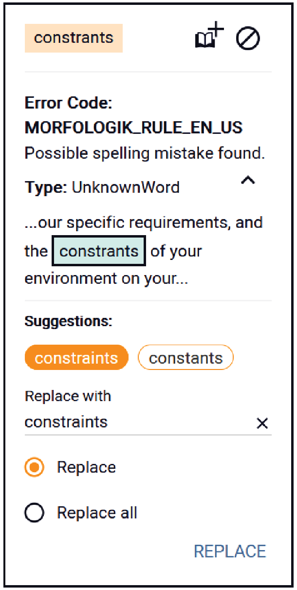 Sample Spell Checker side panel item