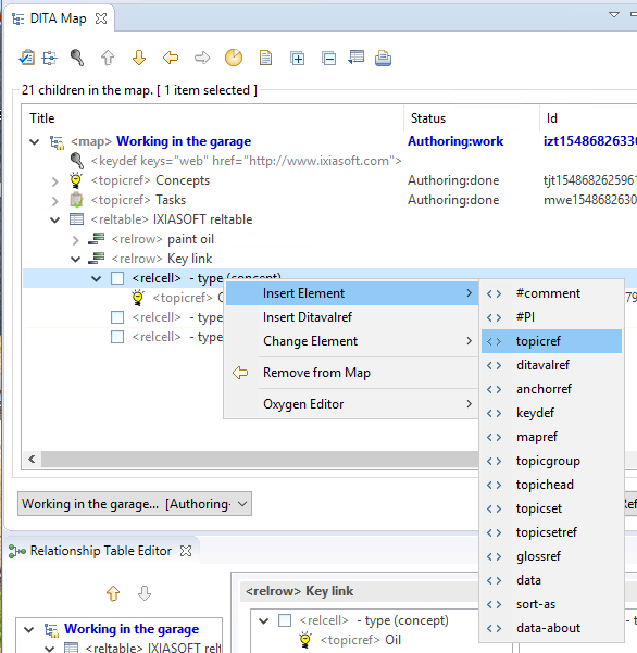 Insertion topicref dans la table relationnelle