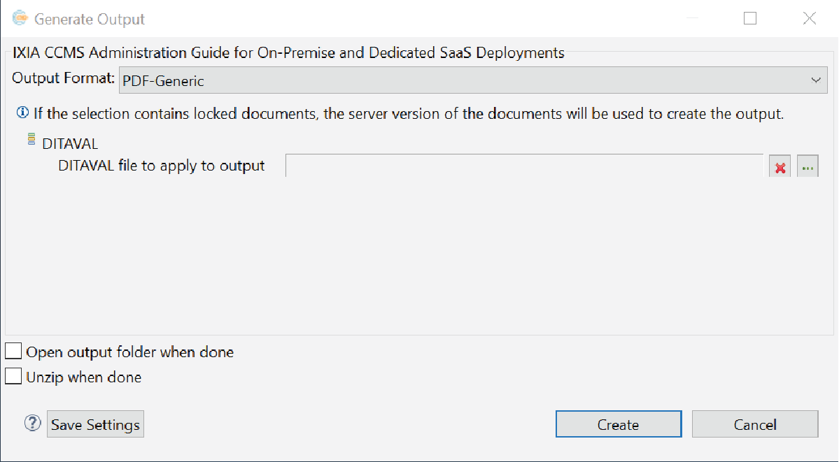 Sample Output Generator dialog: Desktop